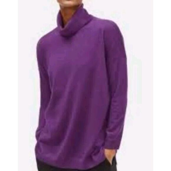 Eileen Fisher Merino Wool Turtleneck Box Top New Sz S Raisin Purple Sweater $228 - Picture 1 of 14